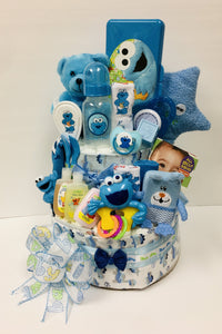 Cookie Monster Diaper Cake-2 Sizes - Gift Baskets By Design SB, Inc.